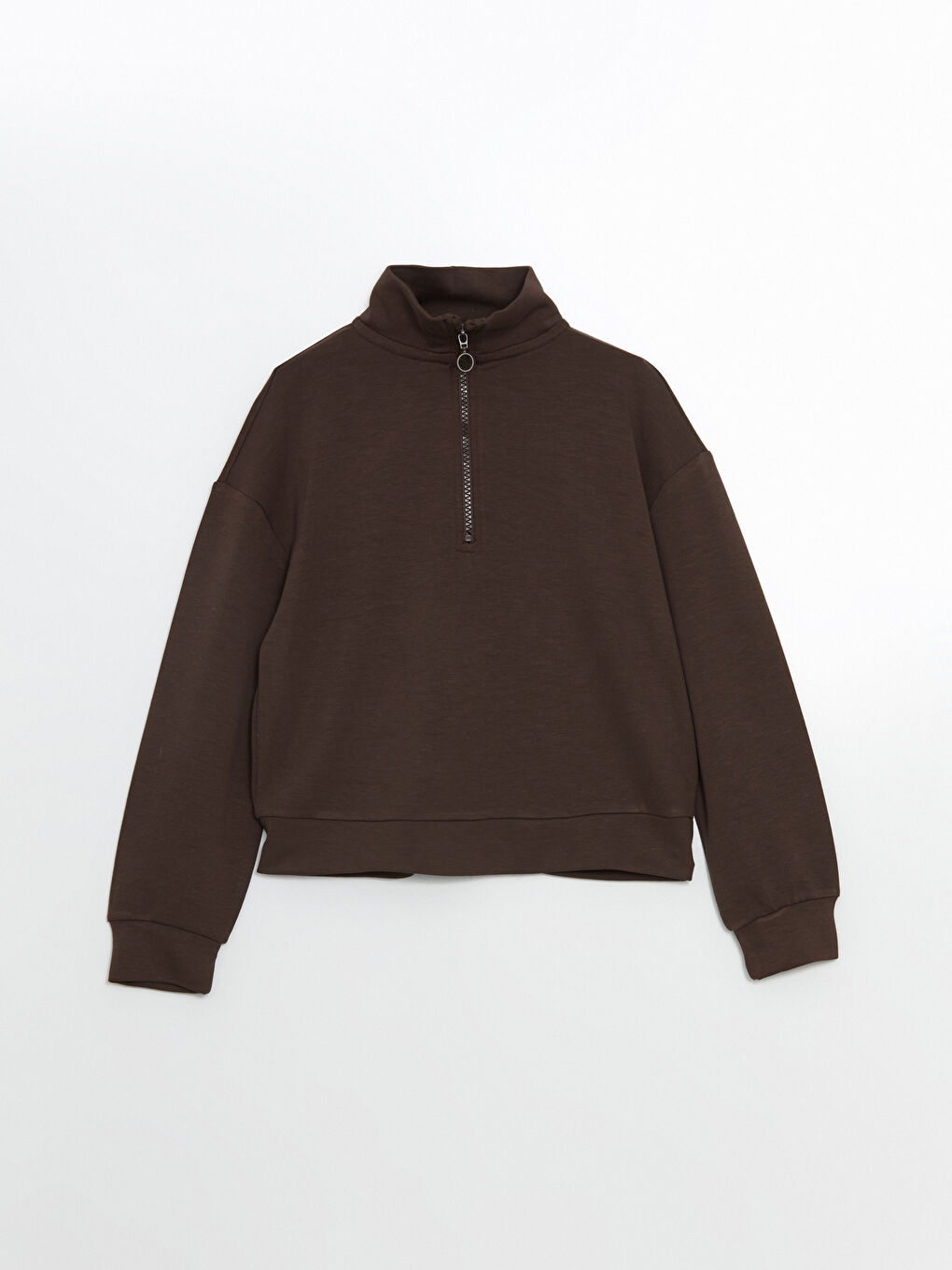 Kahverengi Dik Yaka Soft Touch Kız Çocuk Eşofman Takım-1