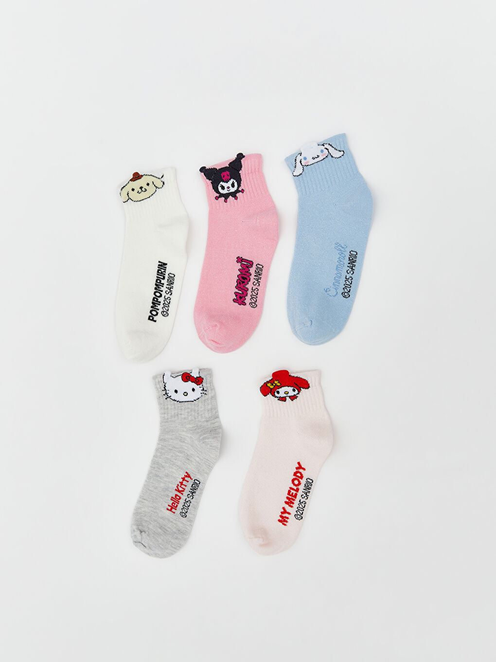 LCW Kids Hello Kitty Sportske Čarape za Devojčice sa Uzorkom, Pakovanje od 5 -S5MV97Z4-J3S
