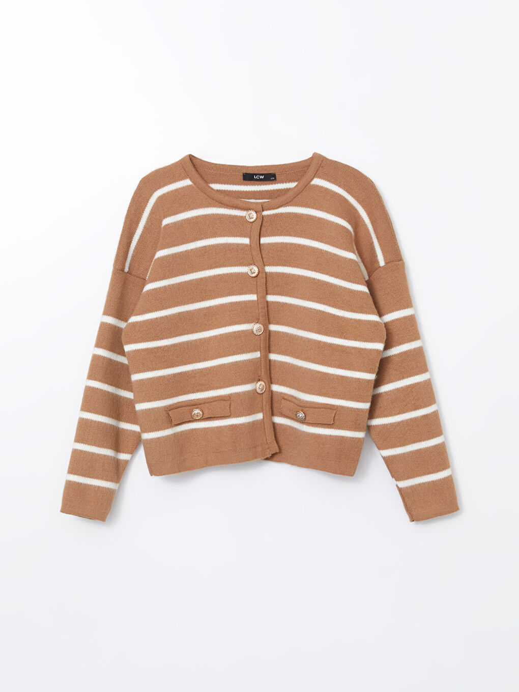 Crew Neck Striped Women's Knitwear Cardigan -S5MY08Z8-LKM