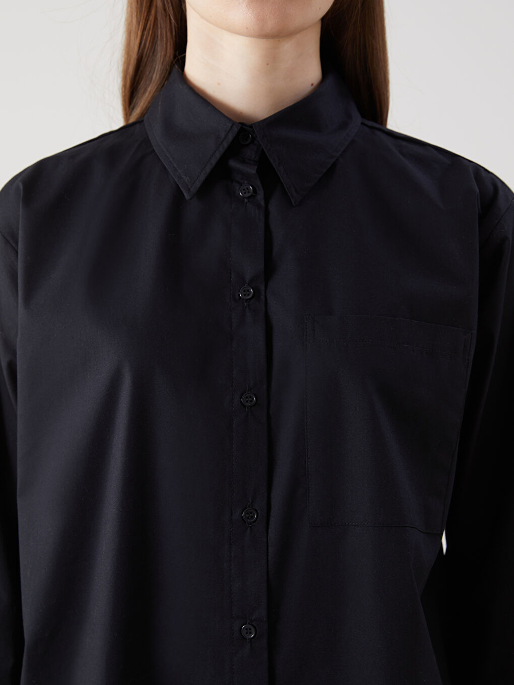 Siyah Poplin Kadın Gömlek Tunik-2