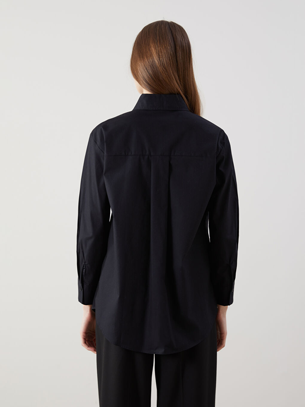 Siyah Poplin Kadın Gömlek Tunik-3