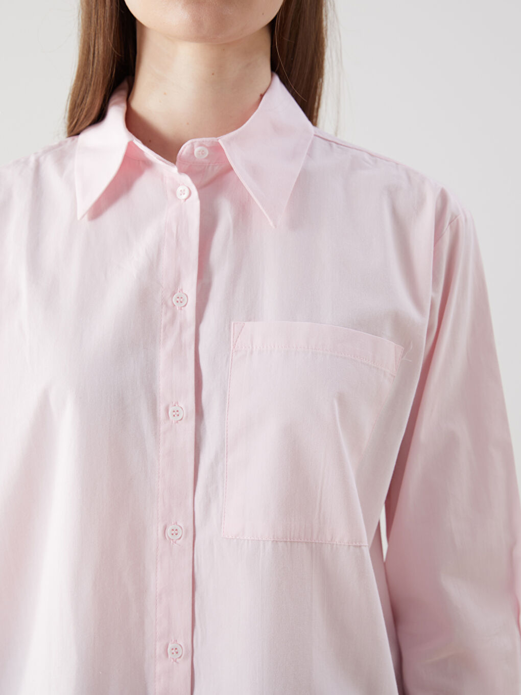 LCW Modest Pembe Poplin Kadın Gömlek Tunik - 2