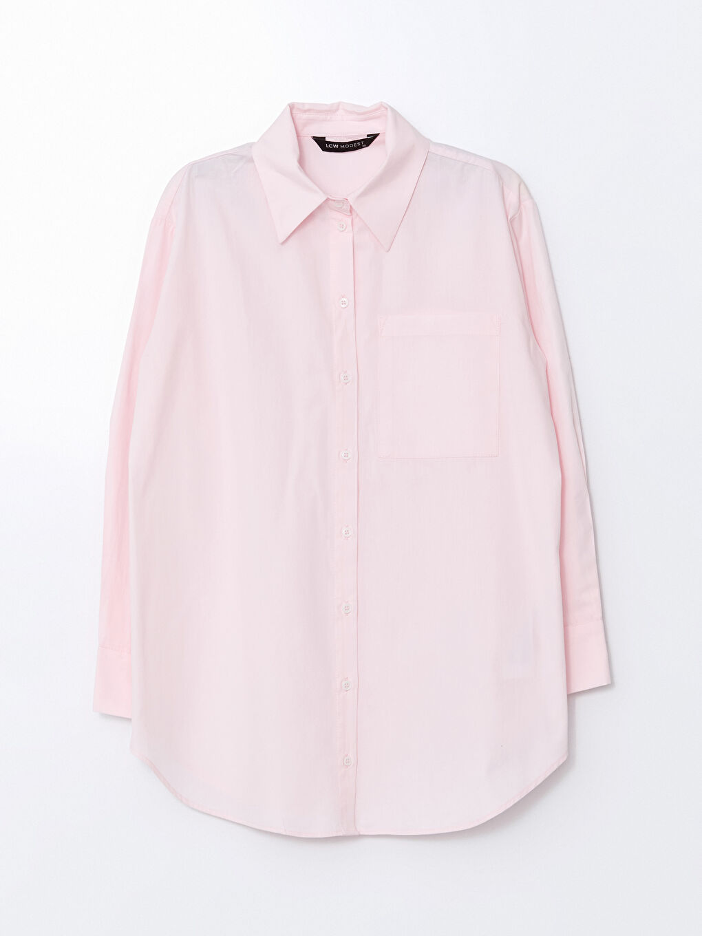 LCW Modest Pembe Poplin Kadın Gömlek Tunik - 4