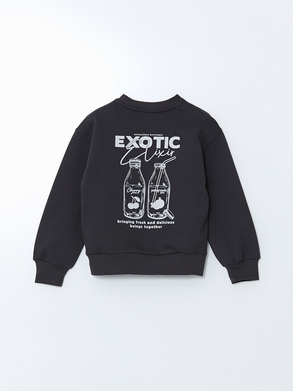 Antrasit Bisiklet Yaka Kız Çocuk Sweatshirt-3