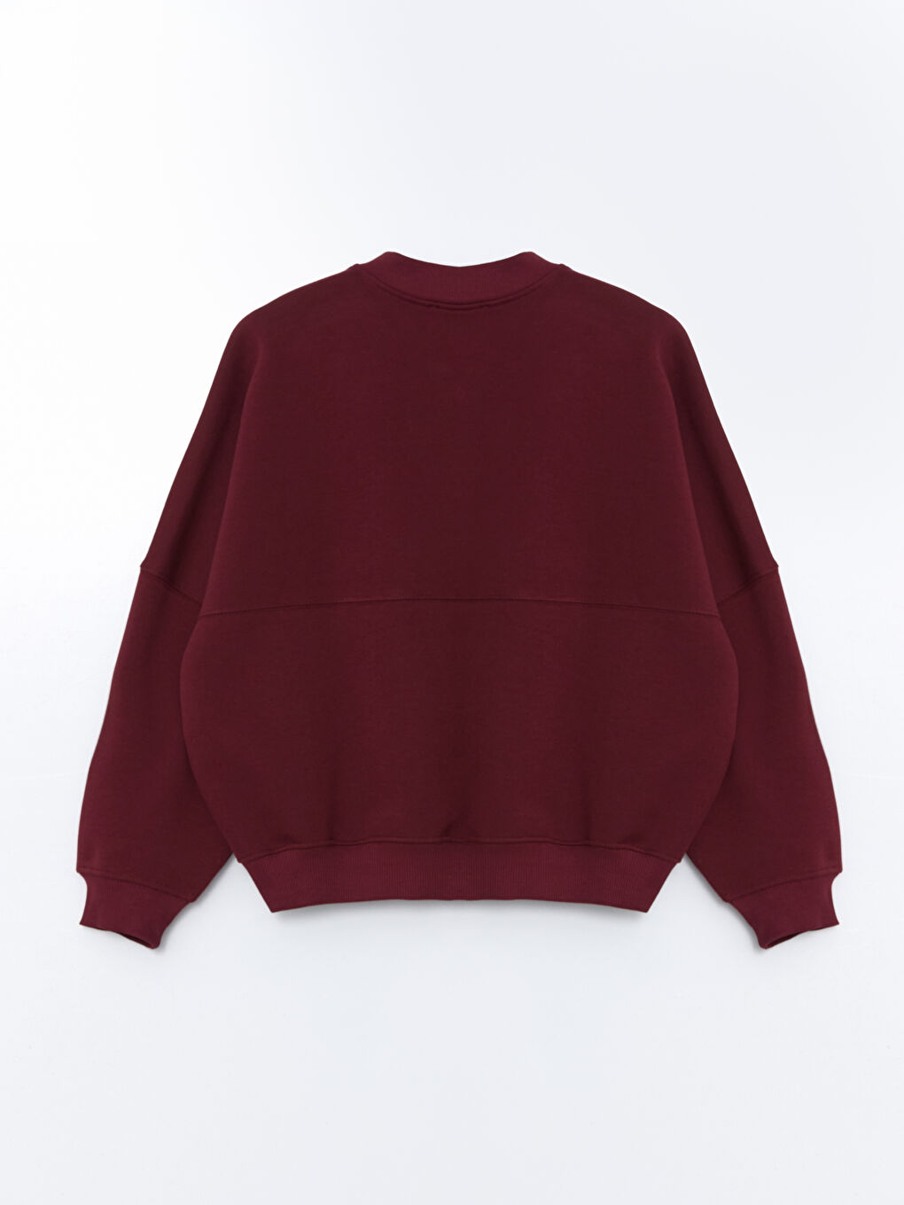 Bordo Kolej Yaka Kadın Fermuarlı Sweatshirt-5