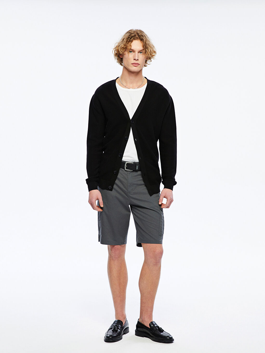 Standard Fit V Neck Men's Tricot Cardigan -S5MY76Z8-CVL