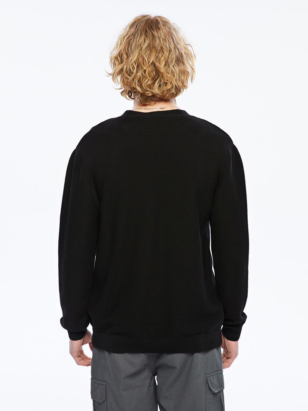 Standard Fit V Neck Men's Tricot Cardigan -S5MY76Z8-CVL