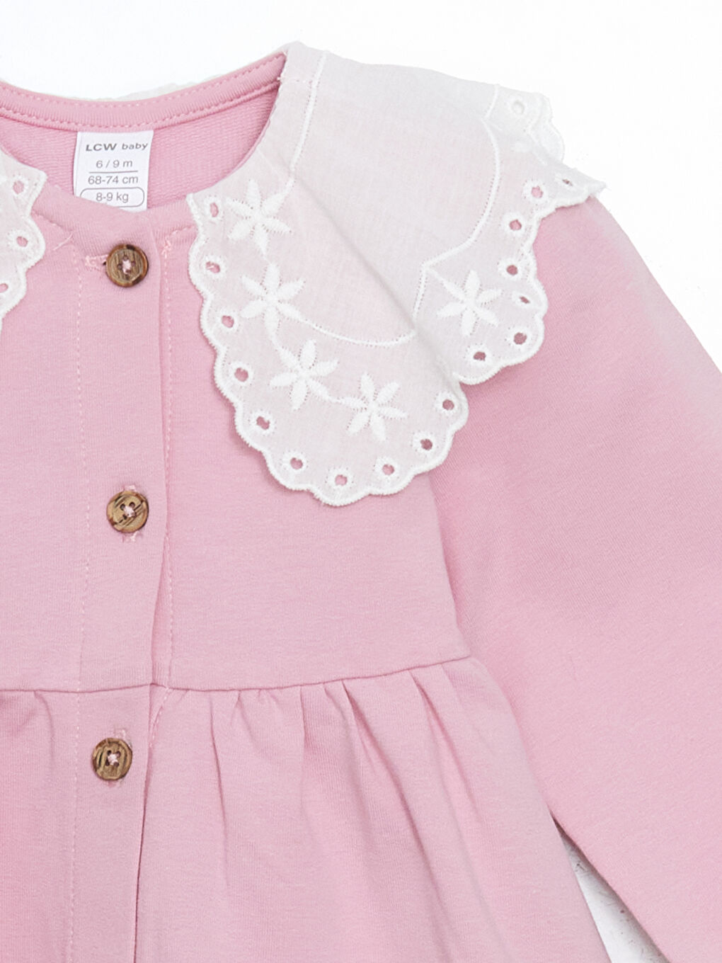 Pembe Bebe Yaka Kız Bebek Elbise-1