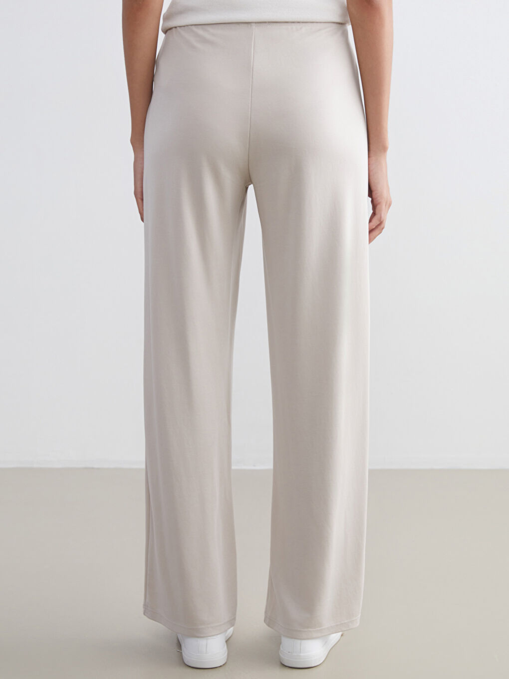 Gri Beli Lastikli Modal Karışımlı Kadın Pantolon-3