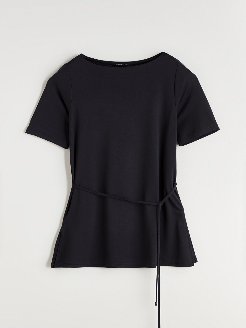 Siyah Bisiklet Yaka Kadın Tişört-4