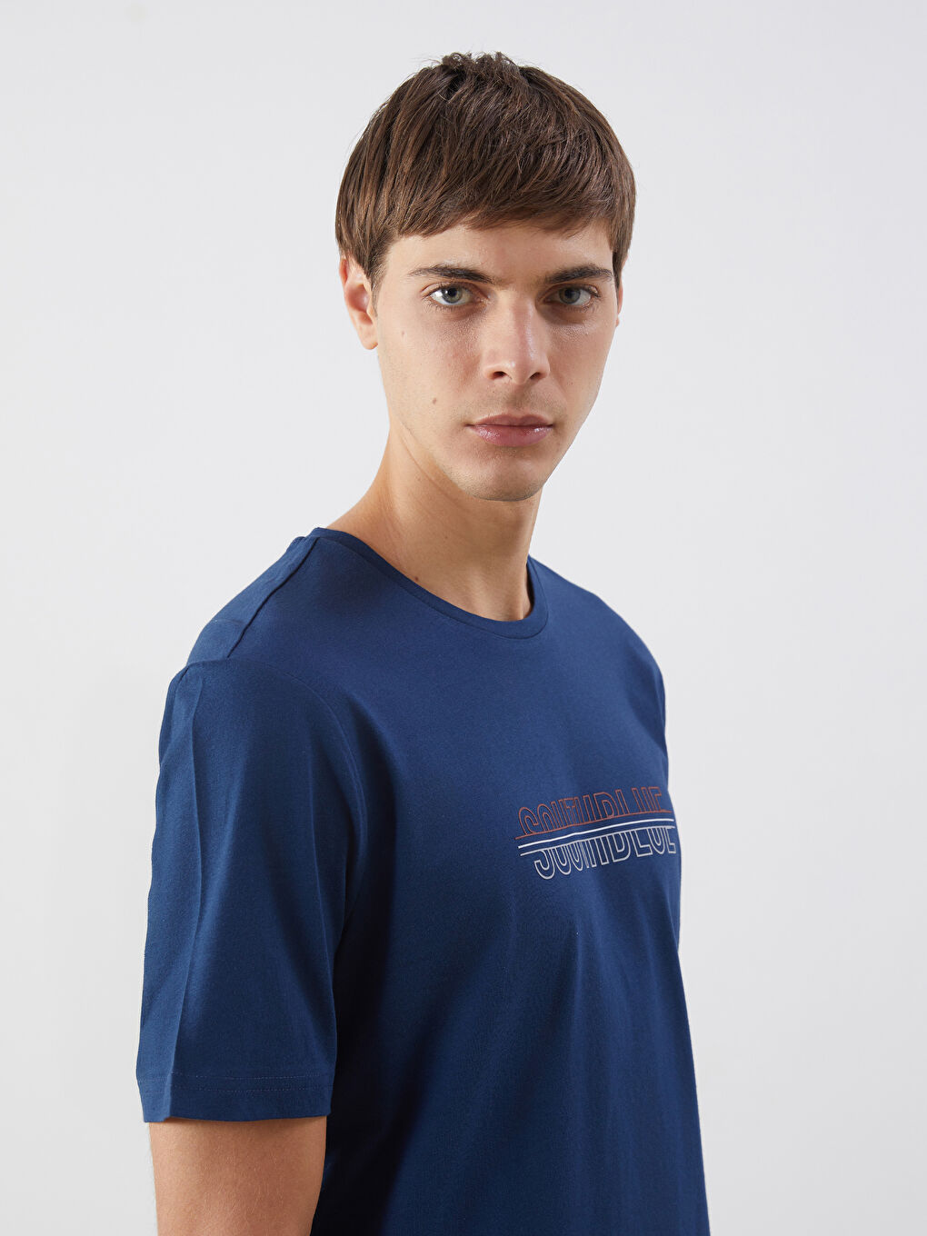 Crew Neck Printed Combed Cotton Men's T-Shirt -S5N011Z8-J2H