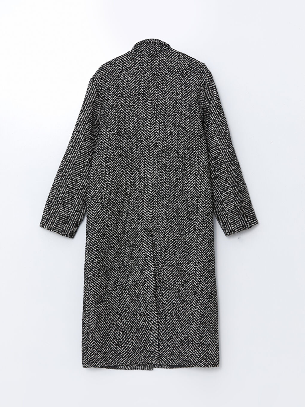 Antrasit Ceket Yaka Desenli Kadın Kaşe Kaban-5