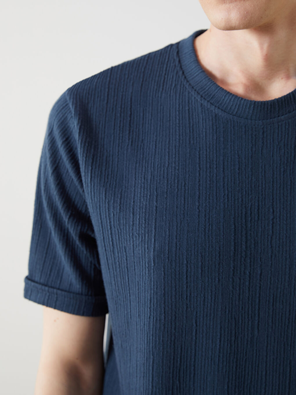 Petrol Bisiklet Yaka Kısa Kollu Erkek Tişört-2