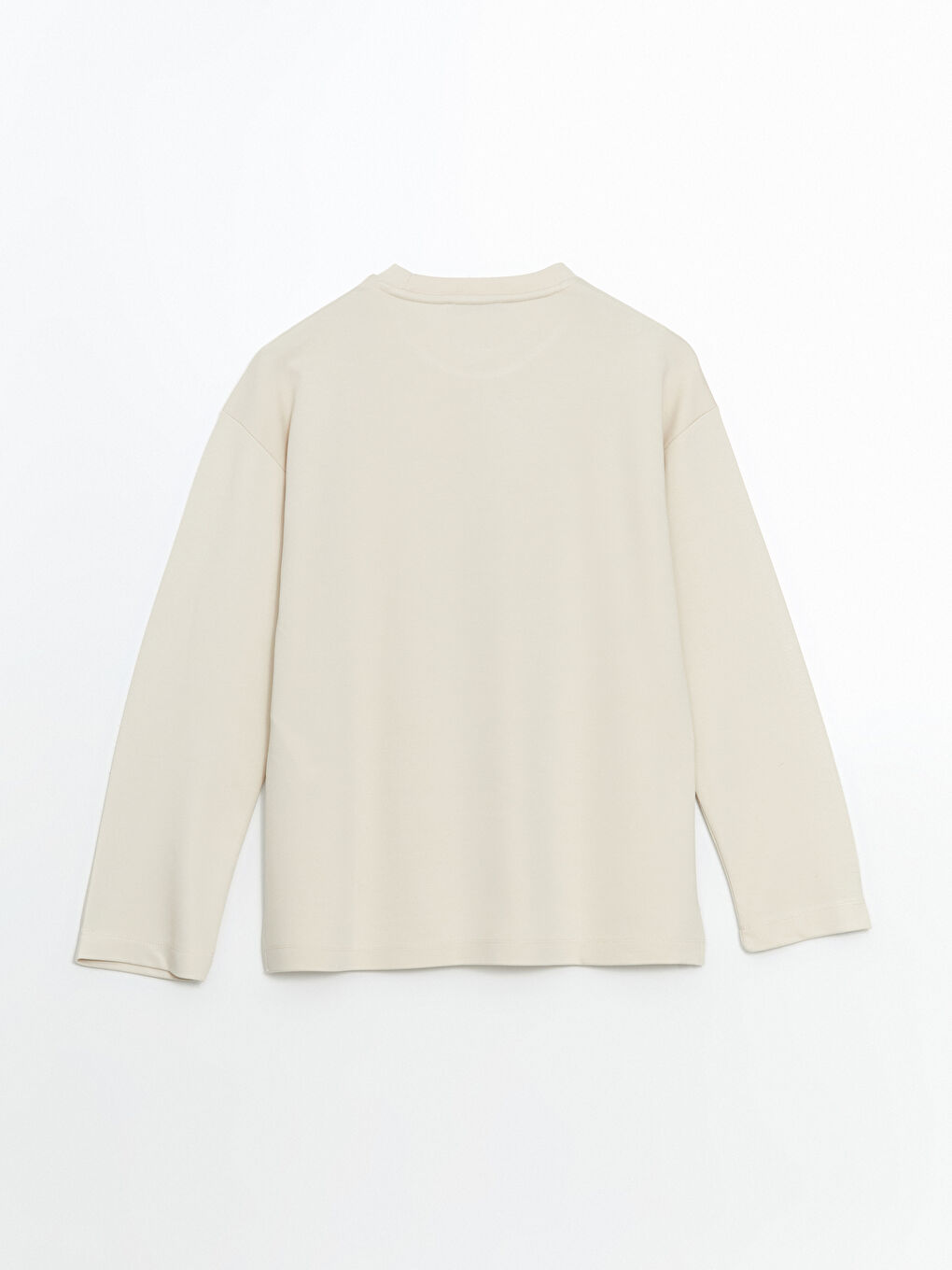 Bej Bisiklet Yaka Oversize Kadın Sweatshirt Tunik-5