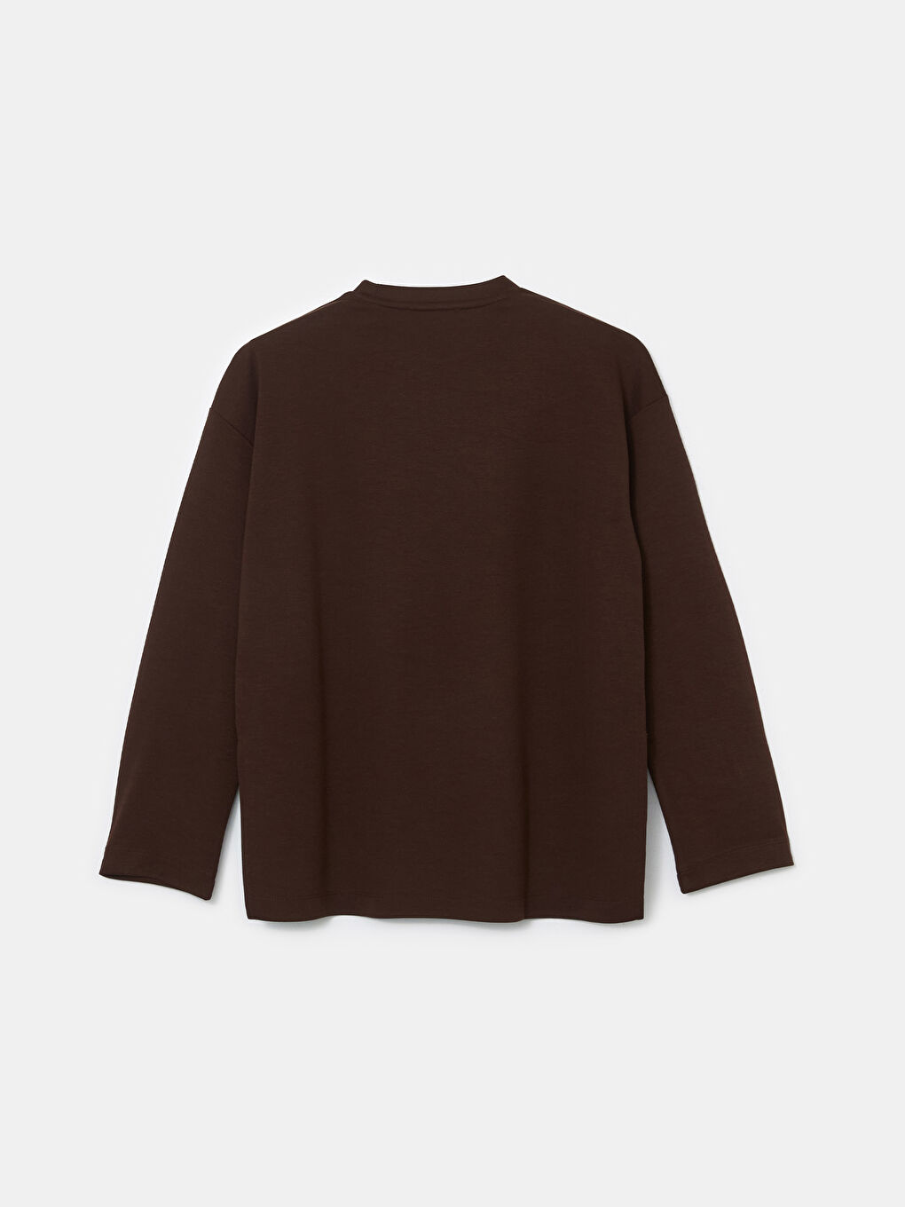 Kahverengi Bisiklet Yaka Oversize Kadın Sweatshirt Tunik-5