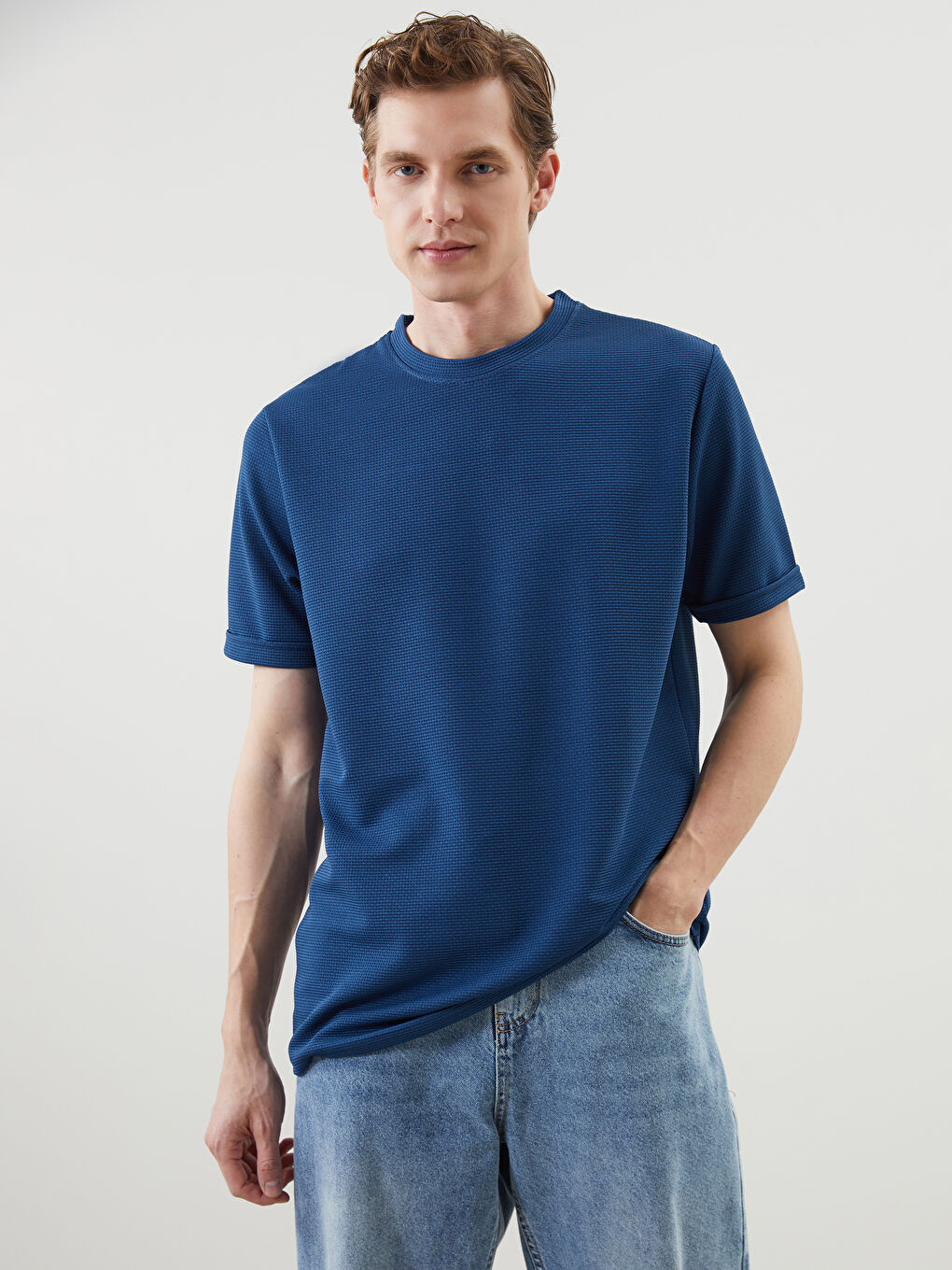 İndigo Bisiklet Yaka Erkek Tişört