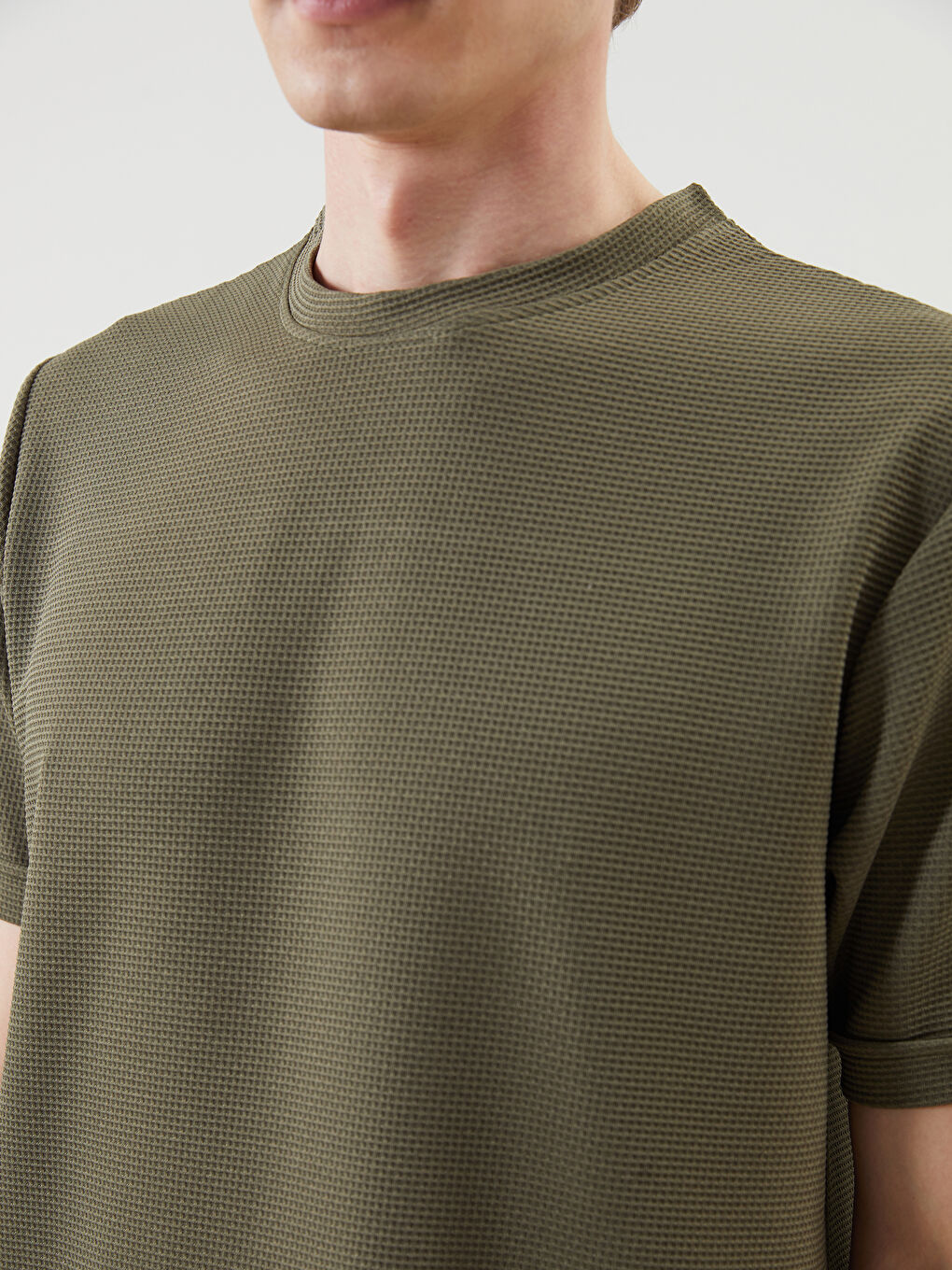 Haki Bisiklet Yaka Erkek Tişört-2