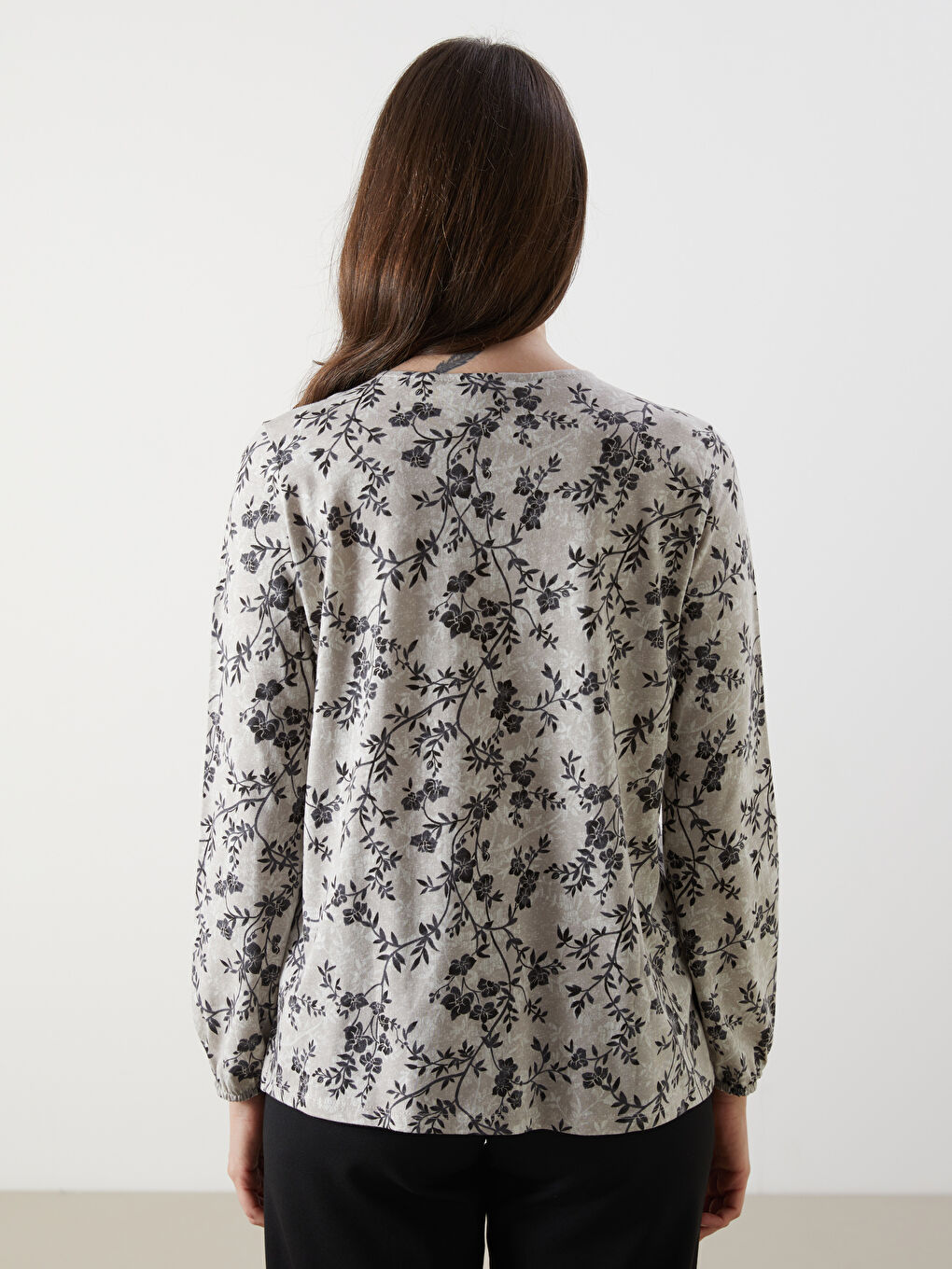 Crew Neck Floral Women's Blouse -S5N103Z8-LQB