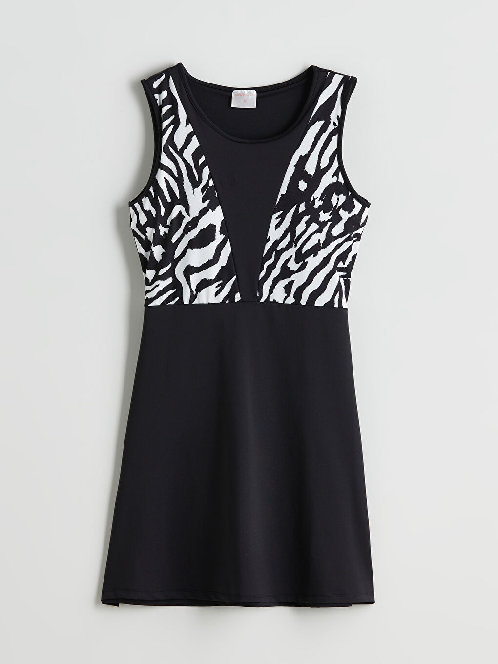 Siyah Desenli Kadın Yarım Tesettür Mayo Üst