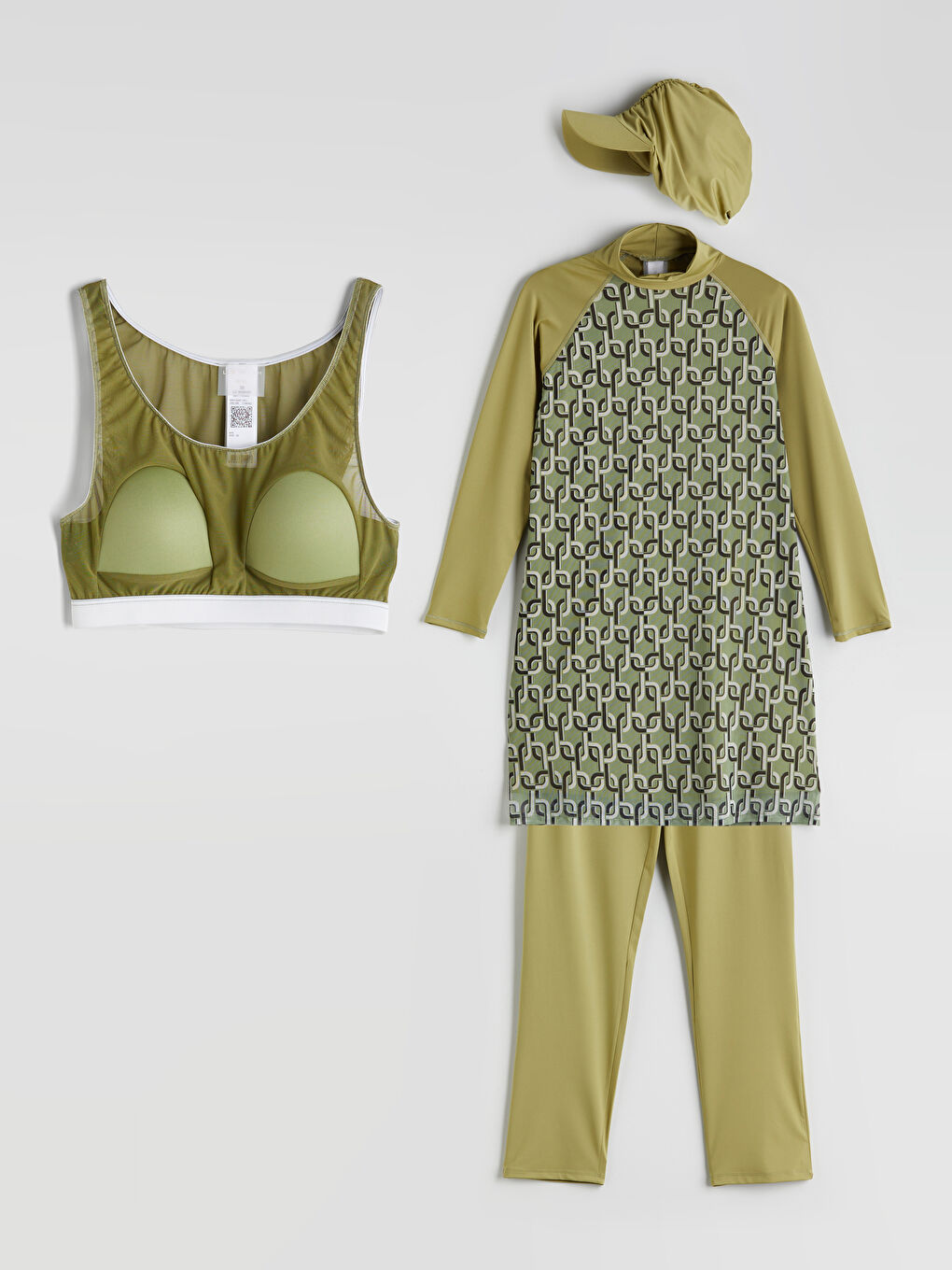 LCW DREAM Funnel Neck Patterned Women's Modest Swimsuit Set -S5N135Z8-GFJ