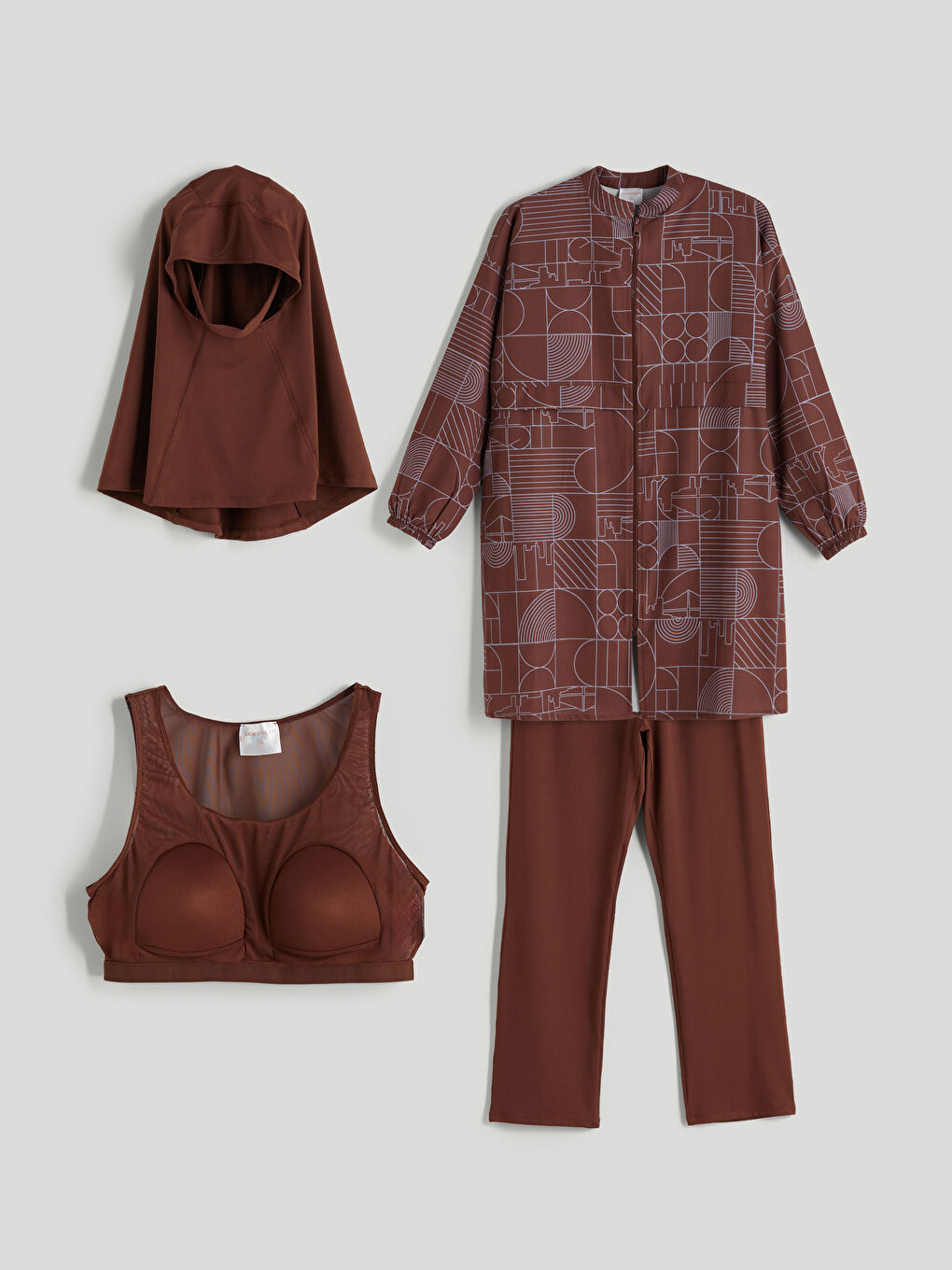 LCW DREAM Woman BROWN Modest Swimsuit -S5N141Z8-LQY