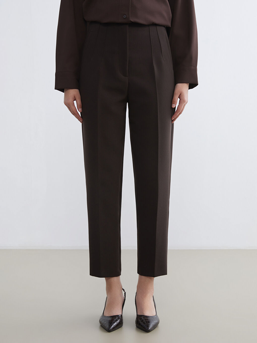 Kahverengi Standart Fit Kadın Pantolon-2