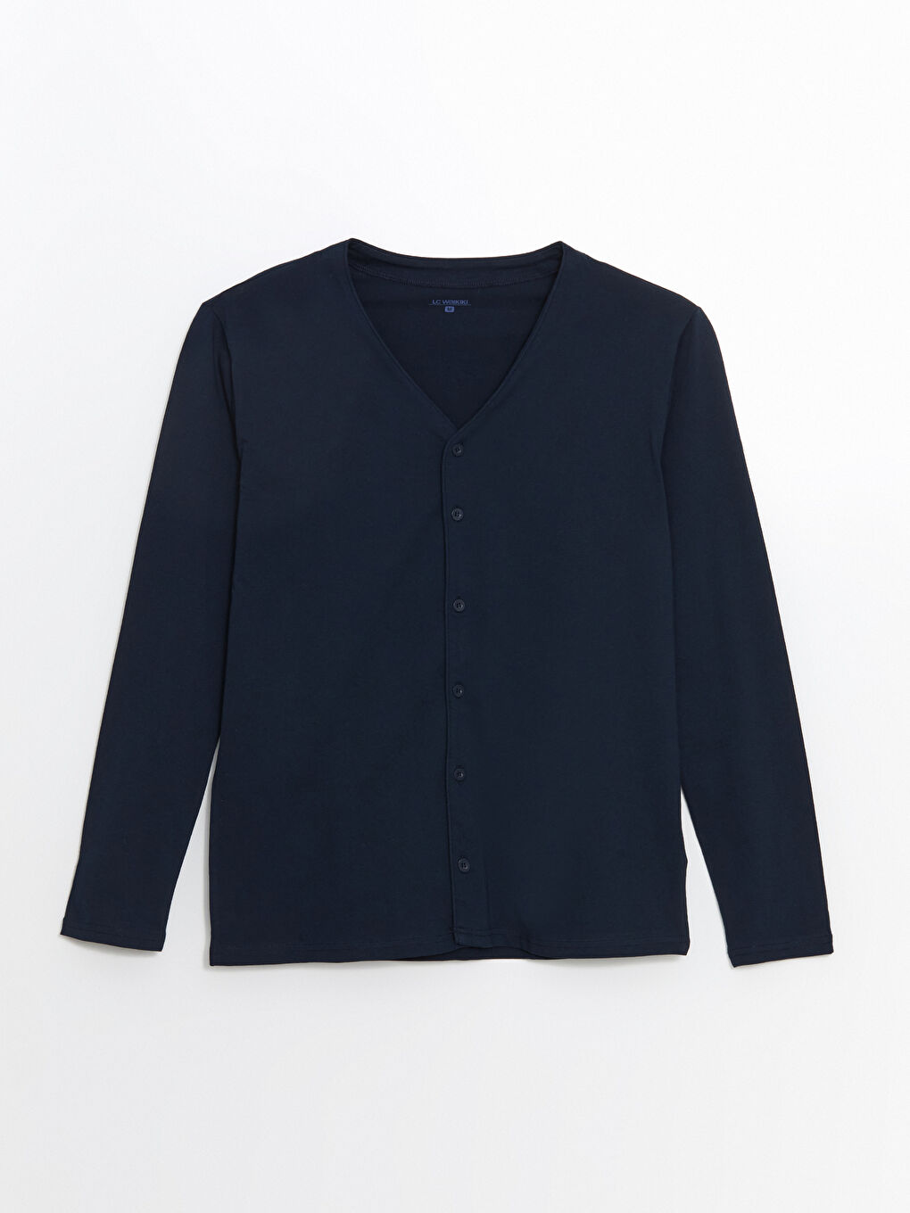 Lacivert V Yaka Uzun Kollu Erkek Pijama Üst