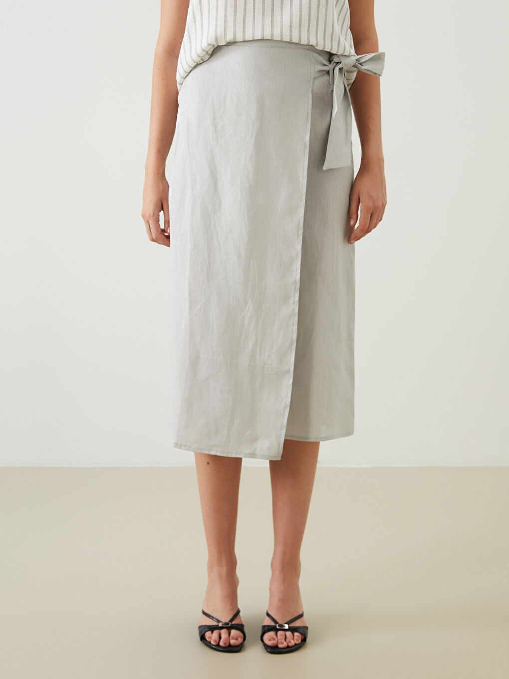 100% Linen Skirt with Elastic Waist-1