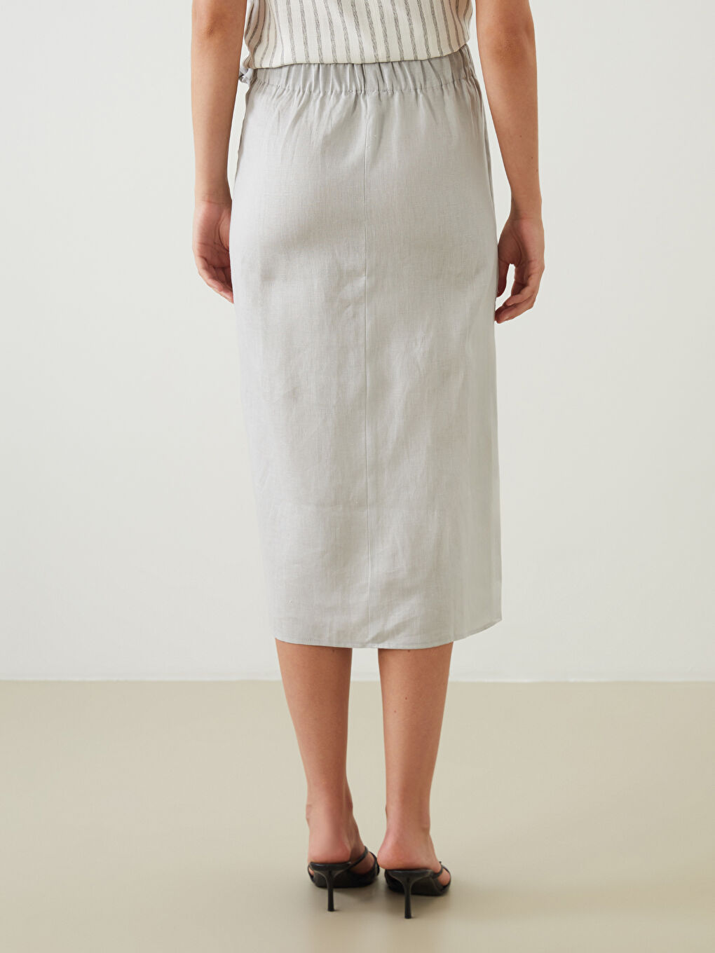100% Linen Skirt with Elastic Waist-3