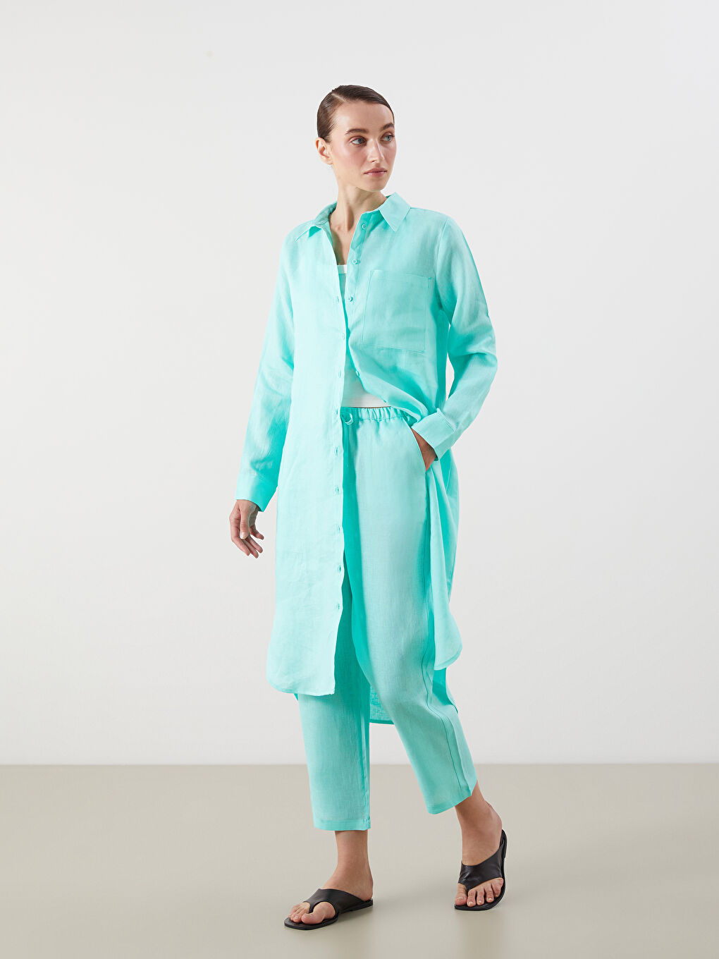 100% Linen Women's Shirt Tunic-1