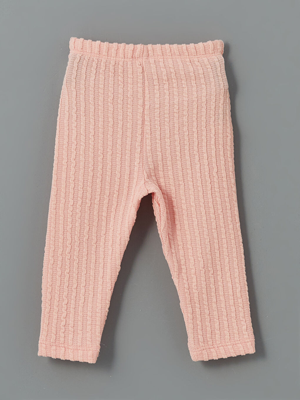 Pembe Beli Lastikli Çizgili Kız Bebek Tayt-1