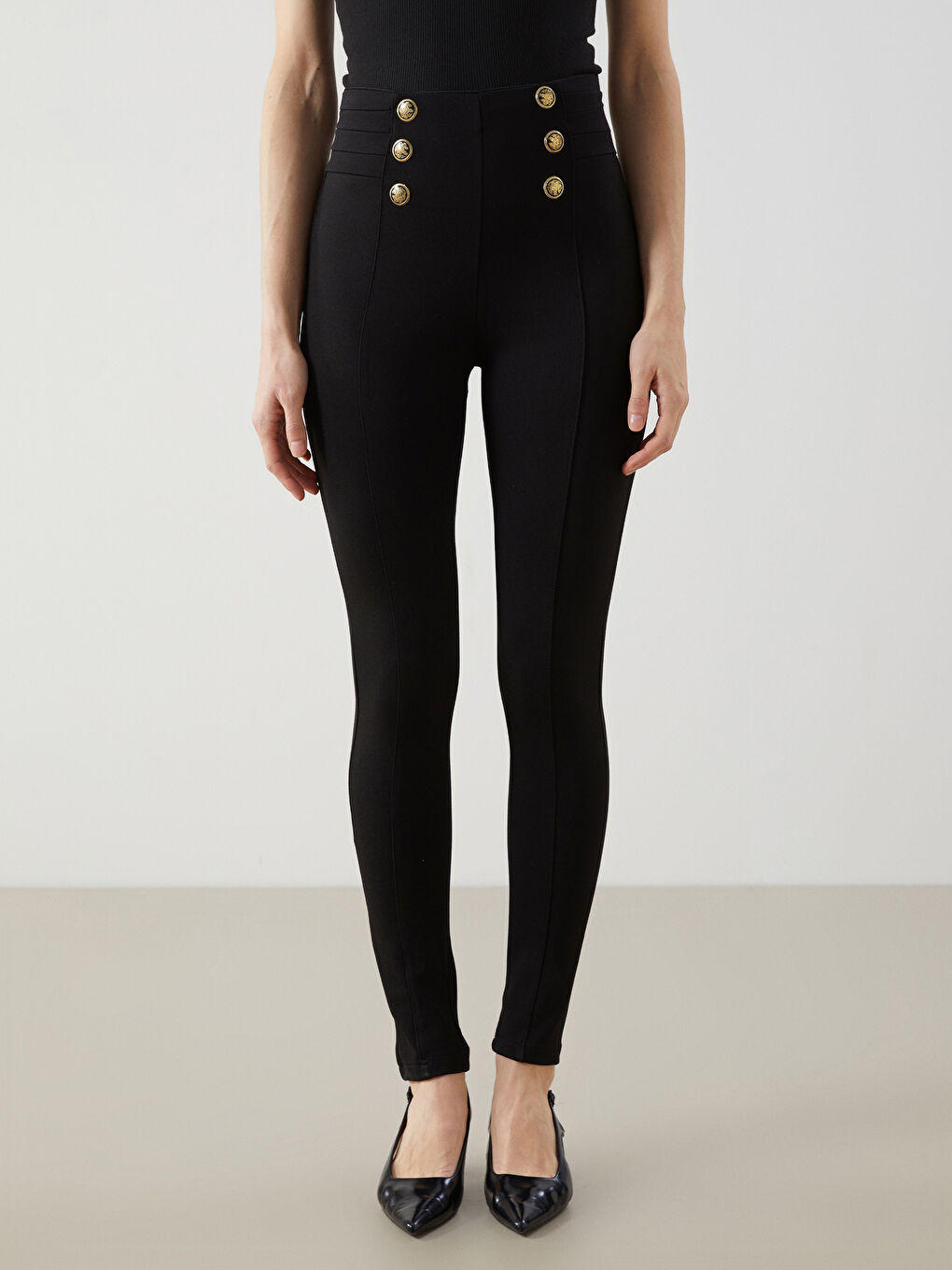 Elastic Waist Slim Fit Women's Trousers -S5N241Z8-CVL