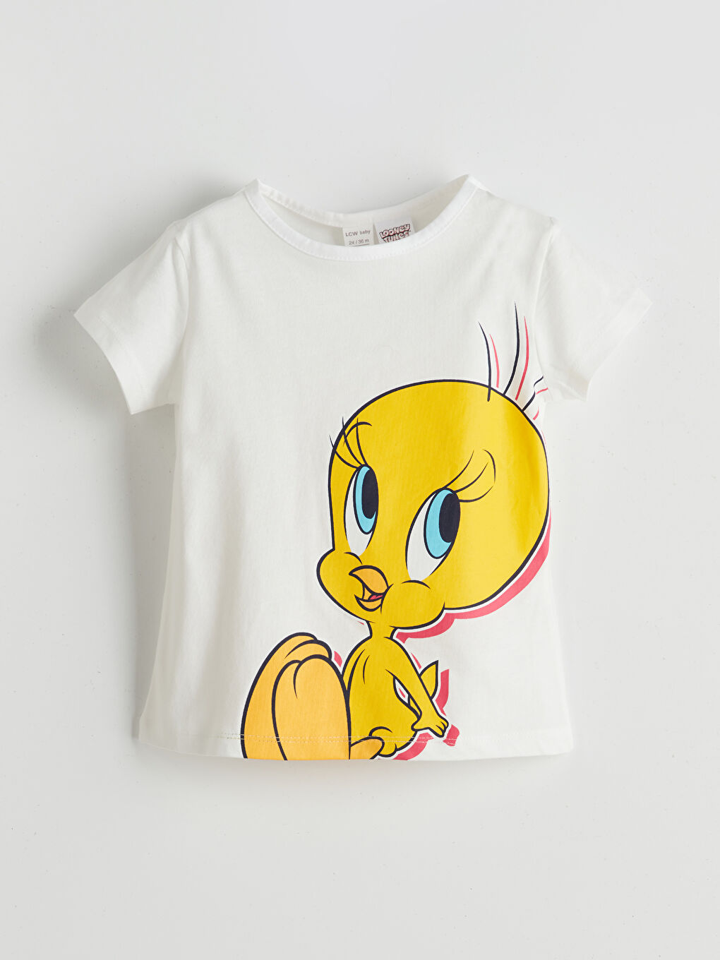 Ekru Tweety Baskılı Kız Bebek Tişört ve Tayt 2'li-1