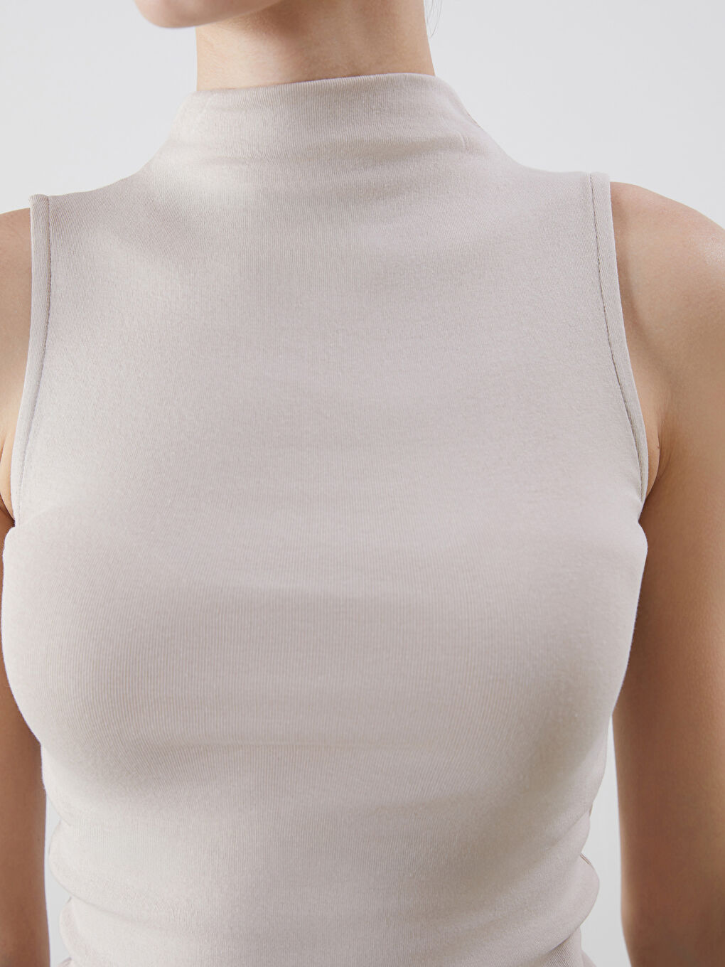 LCWAIKIKI Classic Gri Dik Yaka Kadın Body - 2