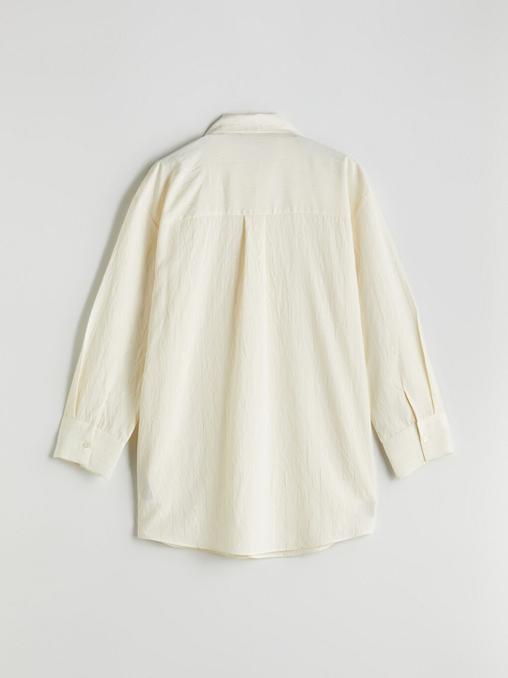 LCW Modest Ekru Çizgili Oversize Kadın Gömlek Tunik - 5