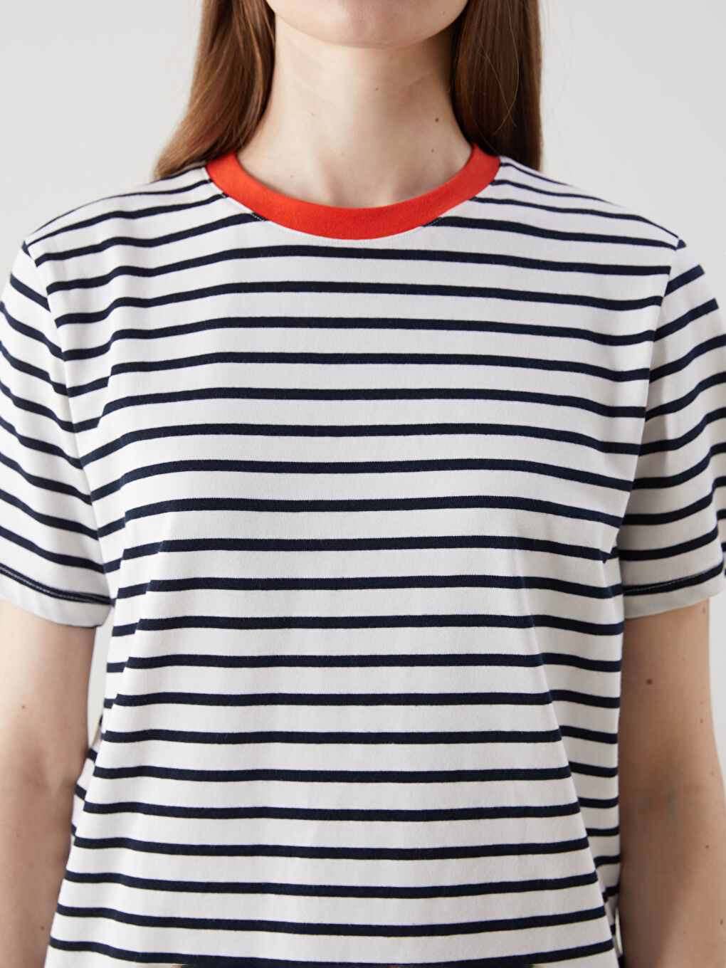 Crew Neck Striped Women T-Shirt -S5N348Z8-CXD