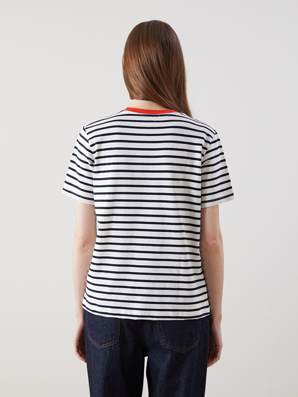 Crew Neck Striped Women T-Shirt -S5N348Z8-CXD