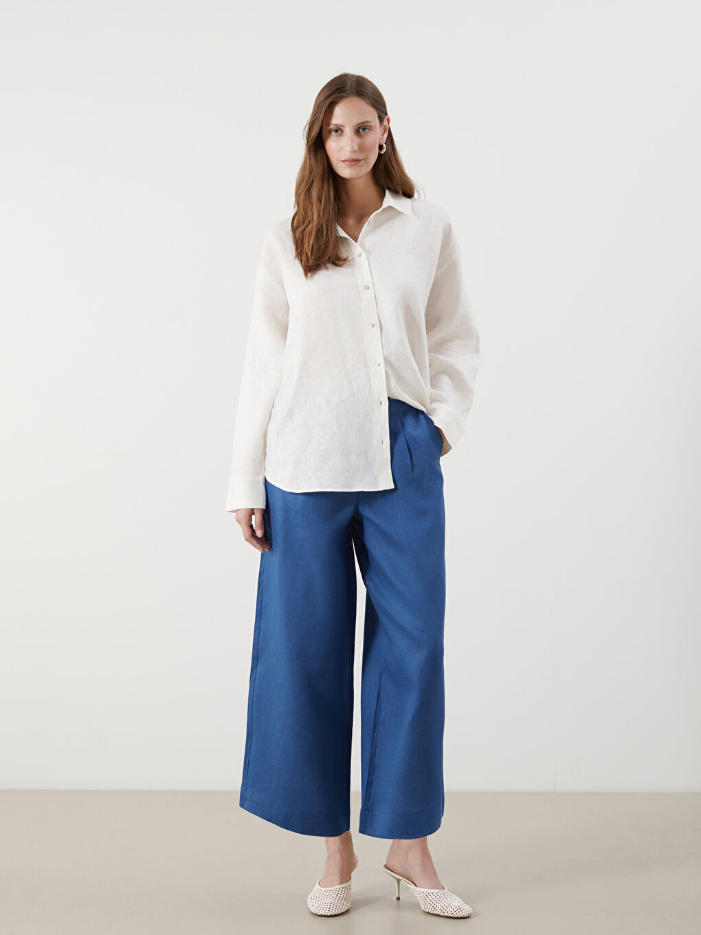 100% Linen Women's Elastic Waist Trousers
