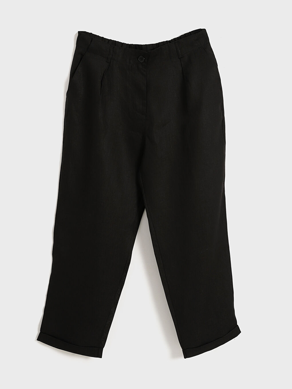 Elasticated Waist Linen Women's Trousers -S5N366Z8-CVL