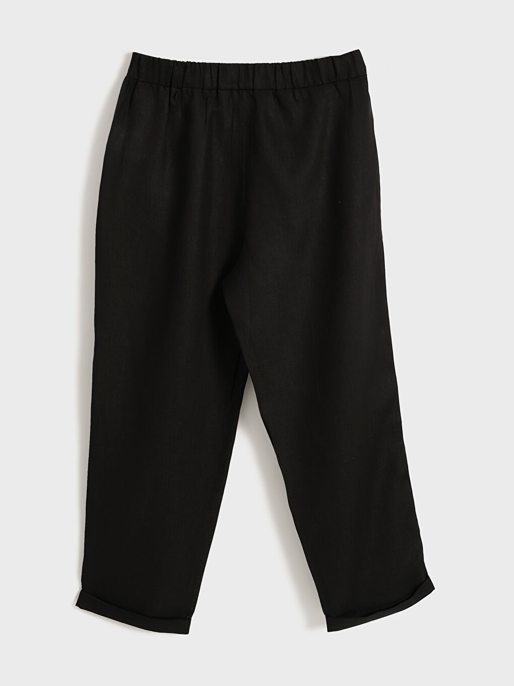 Elasticated Waist Linen Women's Trousers -S5N366Z8-CVL
