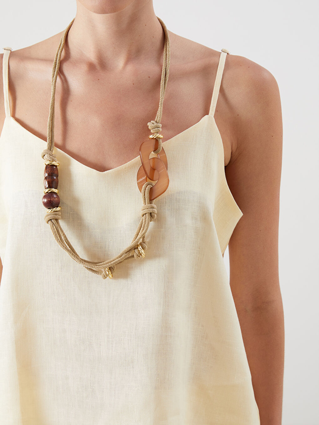 V Neck Strappy 100% Linen Blouse-2