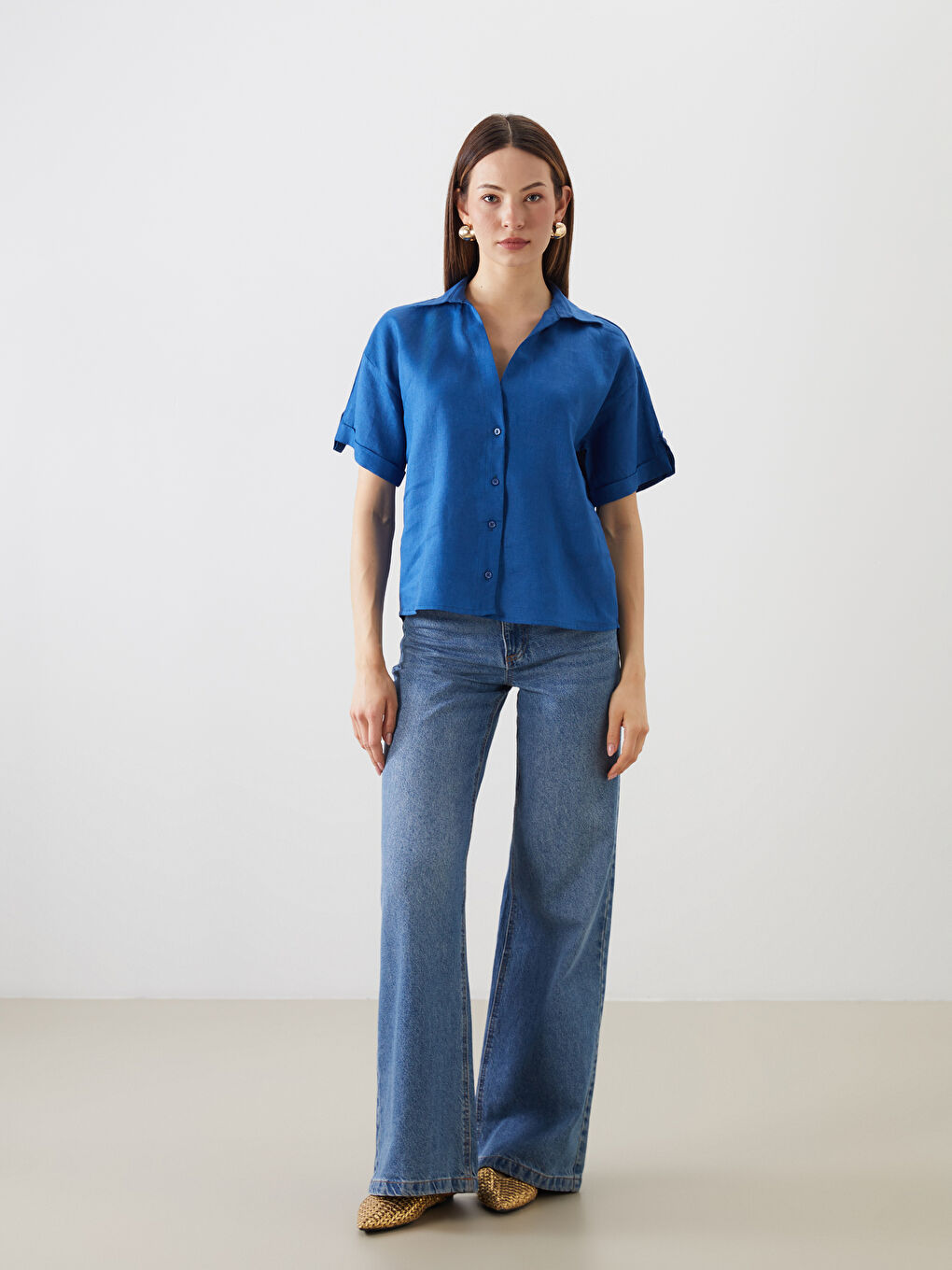 Oversize Linen Women's Shirt -S5N377Z8-R4A