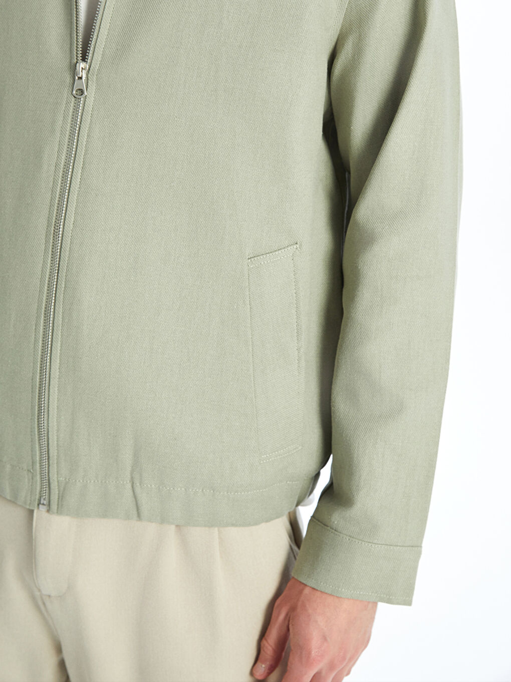 Yeşil Standart Kalıp Gömlek Yaka Erkek Mont-2