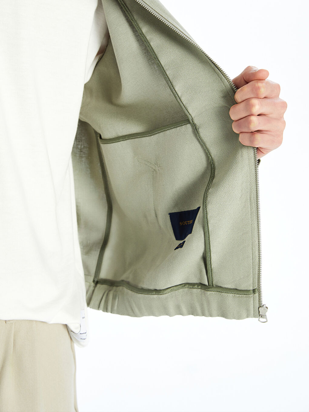 Yeşil Standart Kalıp Gömlek Yaka Erkek Mont-3