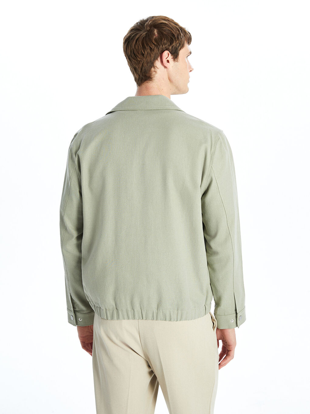 Yeşil Standart Kalıp Gömlek Yaka Erkek Mont-4