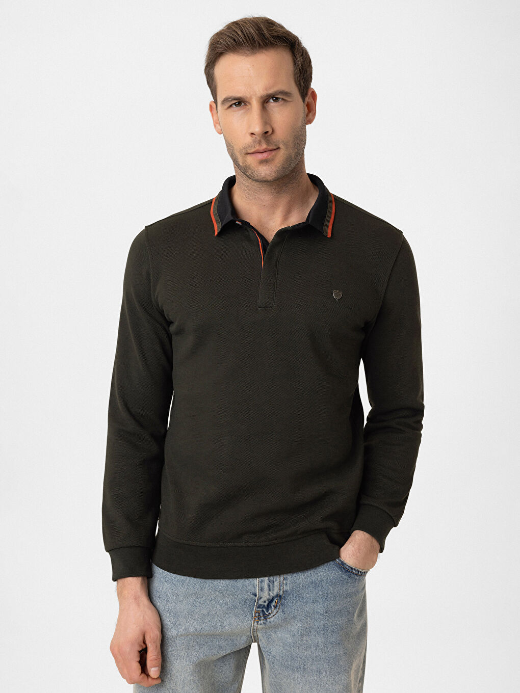 Polo Neck Long Sleeve Pike Men's T-shirt -S5N381Z8-HDL