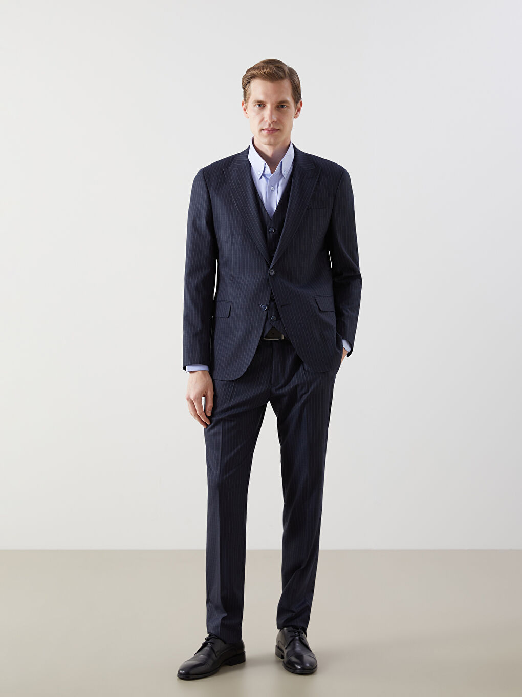 Lacivert Dar Kalıp Erkek Blazer Ceket-1