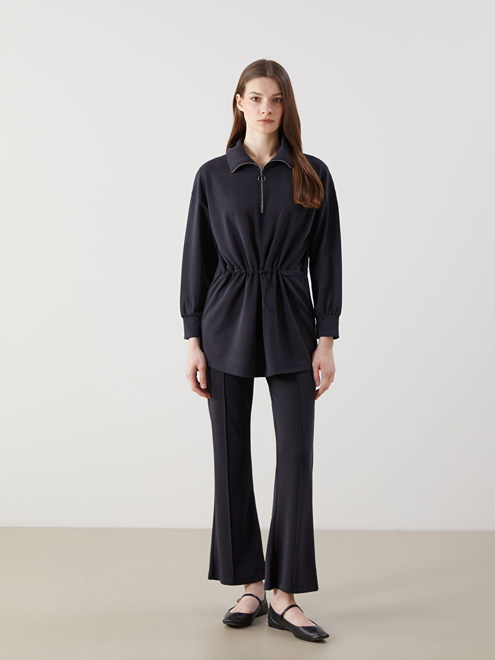 LCW Modest Antrasit Modal Karışımlı Oversize Kadın Sweatshirt Tunik - 1