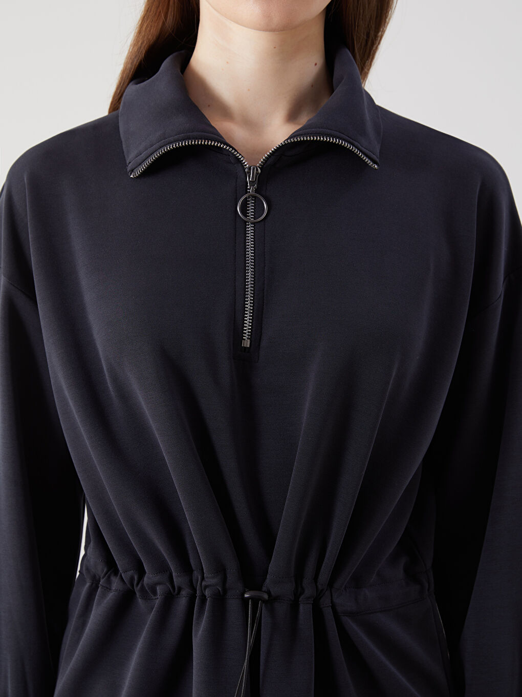LCW Modest Antrasit Modal Karışımlı Oversize Kadın Sweatshirt Tunik - 2
