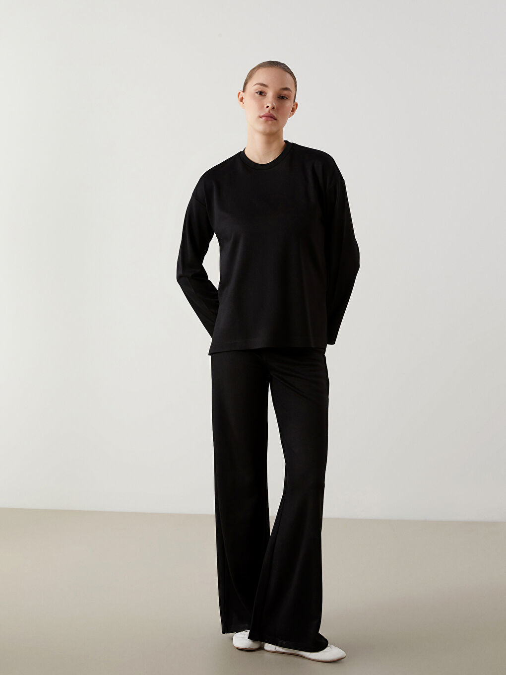 Women's Wide Leg Elastic Waist Tracksuit Bottom -S5N390Z8-CVL